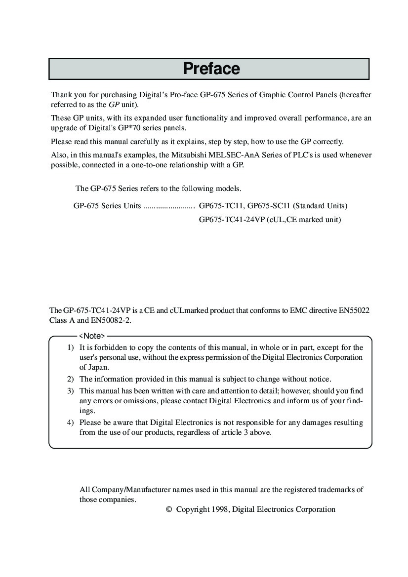 First Page Image of GP675-SC11 User Manual.pdf